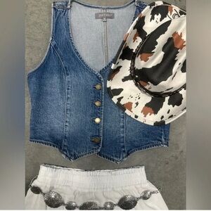 NEW! Western Boho Denim Vest Top | Just USA | Vintage Festival Cowgirl Vibes